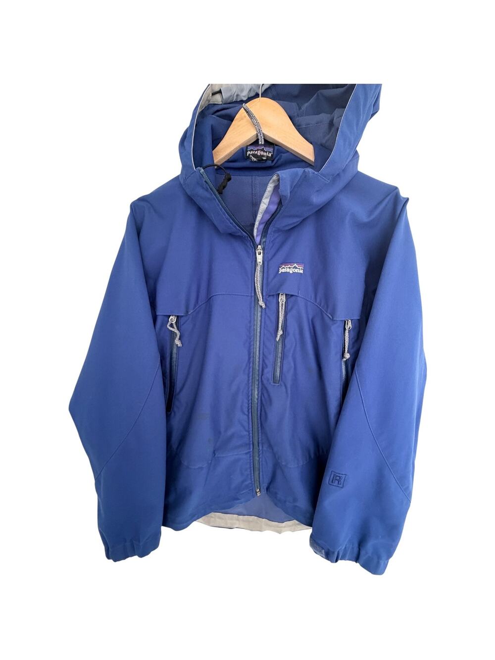 Patagonia Hooded Soft Shell Jacket Womens Medium Blue Full Zip Outdoor Hiking